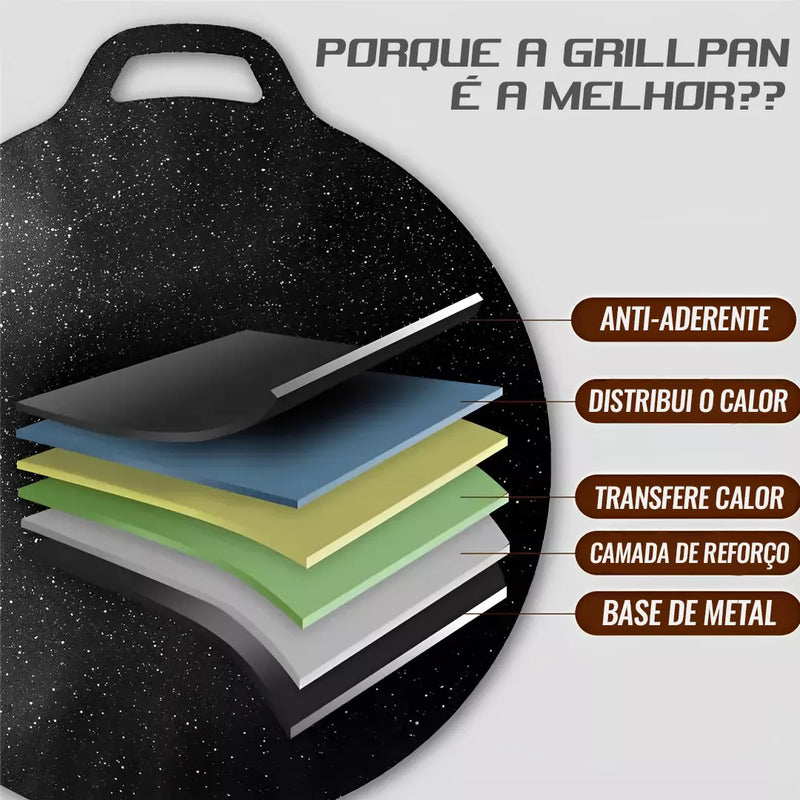 Frigideira Antiaderente Profissional - Grillpan + BRINDES